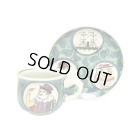 南蛮人（緑） コーヒー碗皿