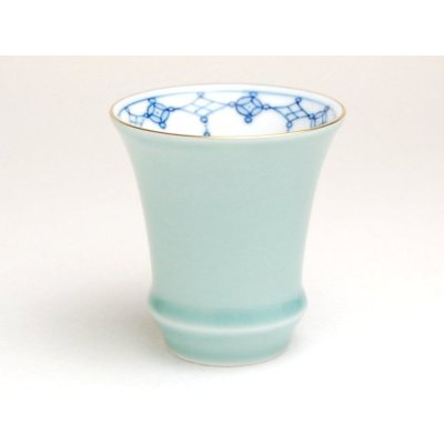 画像2: 青磁瓔珞（反り型）日本酒グラス SAKE GLASS