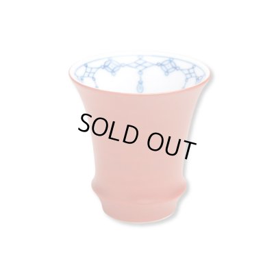 【有田焼】朱巻瓔珞（反り型）日本酒グラス　SAKE GLASS