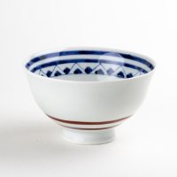 剣先紋（赤） 茶碗