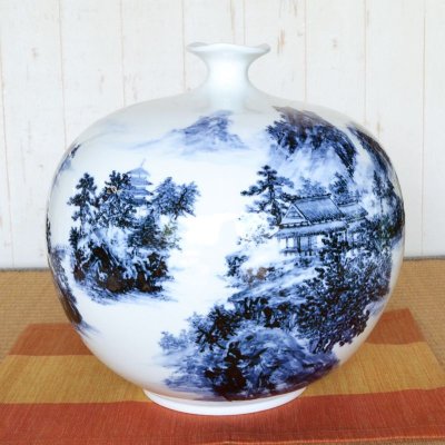 画像4: 大作「染付山水 大花瓶」 真右エ門窯 初代真右衛門 作