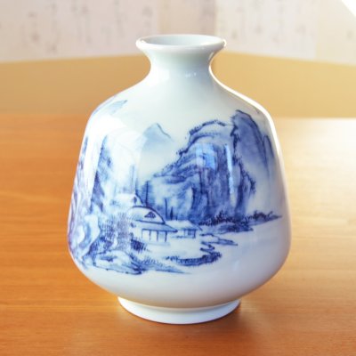 画像3: 染付山水 花瓶 真右エ門窯 初代 真右衛門 作