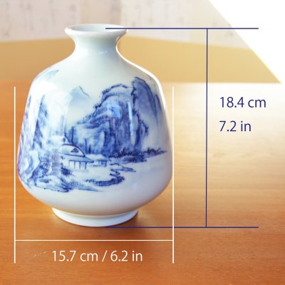 画像6: 染付山水 花瓶 真右エ門窯 初代 真右衛門 作