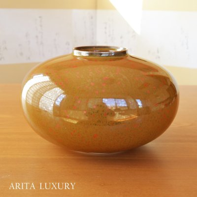 画像1: 金紅天目 胴張花瓶 真右エ門窯 初代真右衛門 作