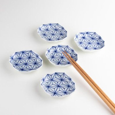 画像6: 染付麻ノ葉 木甲小皿