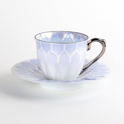 画像2: 大柄虹彩ダイヤモンド　コバルト　コーヒー碗皿