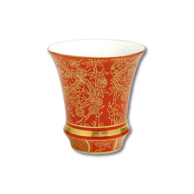 【有田焼】金彩松竹梅（反り型）日本酒グラス　SAKE GLASS