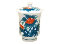 色鍋島岩牡丹（小）蓋付湯呑