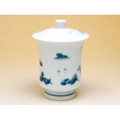 画像2: 【名入れ・名前入り】鍋島内外山水（小）蓋付湯呑