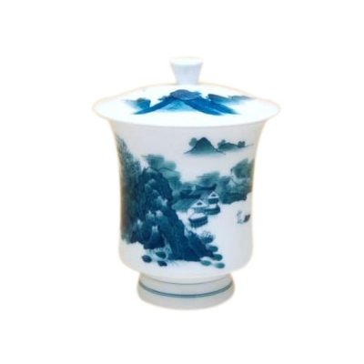 【名入れ・名前入り】鍋島山水（特大）蓋付湯呑（木箱入）