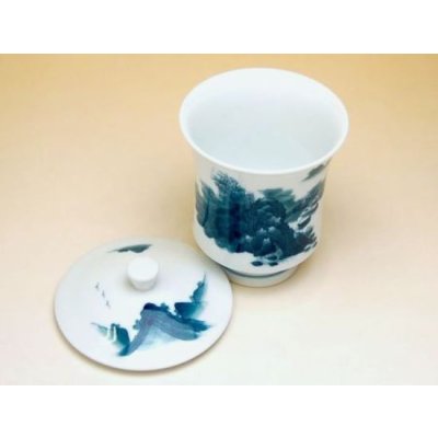 画像3: 【名入れ・名前入り】鍋島山水（特大）蓋付湯呑（木箱入）