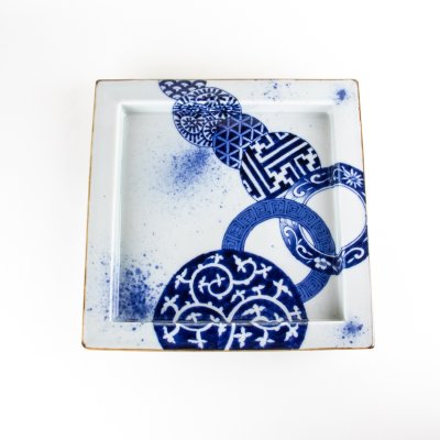 画像3: 古染丸繋ぎ紋　正角盛皿