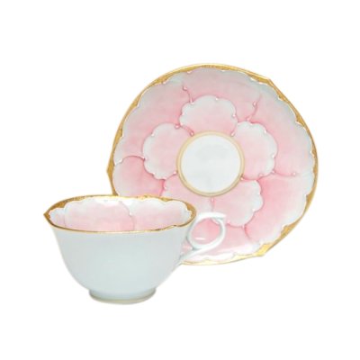 金濃ピンク牡丹 コーヒー碗皿