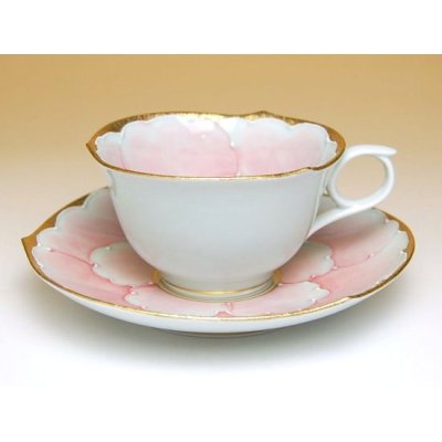 画像2: 金濃ピンク牡丹 コーヒー碗皿