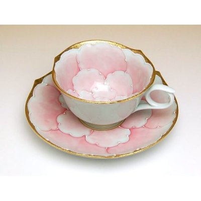 画像3: 金濃ピンク牡丹 コーヒー碗皿