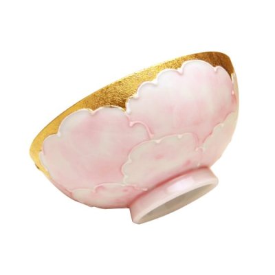 金濃ピンク牡丹 茶碗