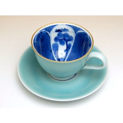 画像3: 青磁割山水 コーヒー碗皿