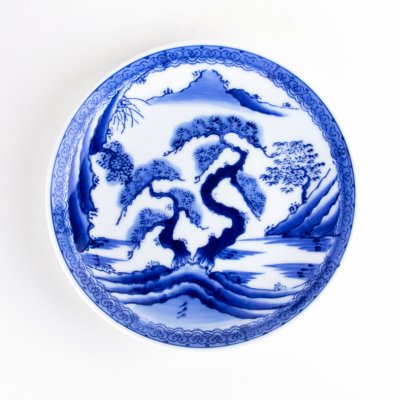 山水　６寸平皿