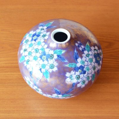 画像3: 紫金彩桜絵 小花瓶 藤井錦彩 作