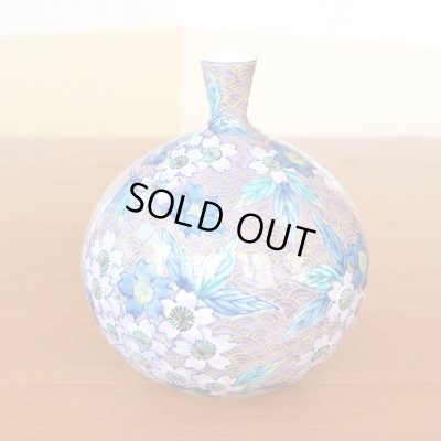 画像4: 紫彩桜絵 小花瓶 藤井錦彩 作