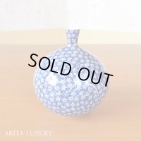 染付鹿に紅葉 小花瓶 藤井錦彩 作