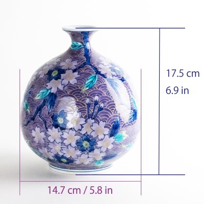 画像7: 紫彩桜絵 小花瓶 藤井錦彩 作