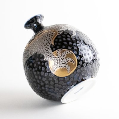 画像4: 鉄釉龍絵 小花瓶 藤井錦彩 作