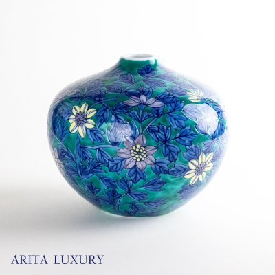 画像1: 染錦菊絵 小花瓶 藤井錦彩 作