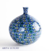 染錦小花文様 小花瓶 藤井錦彩 作