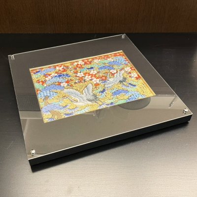 画像2: 金彩松竹梅・鶴 陶額 金龍窯 作