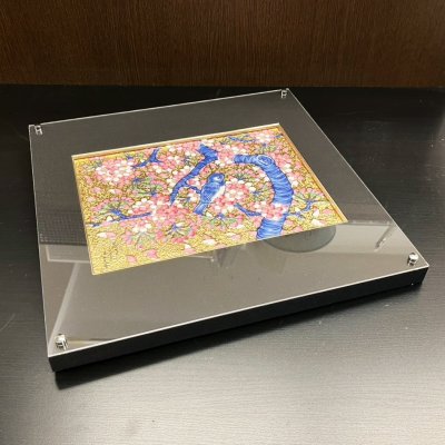 画像2: 金彩桜花鳥 陶額 金龍窯 作