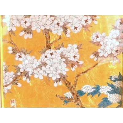 画像2: 金襴手（金箔）桜（小）陶額