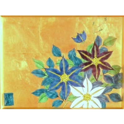 画像2: 金襴手（金箔）鉄仙花（小）陶額