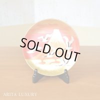 金箔 富士山と鶴絵 ６寸飾り皿（19ｃｍ） 琥山窯 小野達郎 作