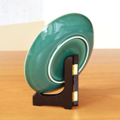 画像4: 金箔 富士山と鶴絵 6寸飾り皿(19cm) 琥山窯 小野達郎 作