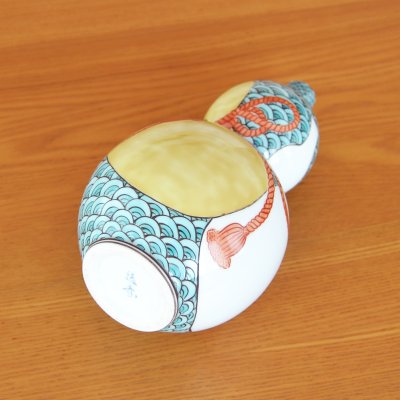 画像6: 緑彩青海波 瓢型花瓶 北村福次 作