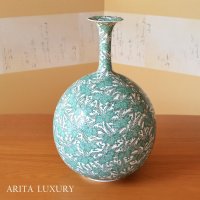 大作 緑彩桐絵 大花瓶 北村福次 作