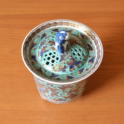 画像3: 緑彩唐草 獅子香炉 北村福次 作