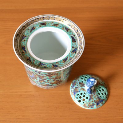 画像4: 緑彩唐草 獅子香炉 北村福次 作