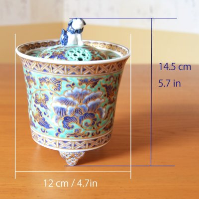画像5: 緑彩唐草 獅子香炉 北村福次 作