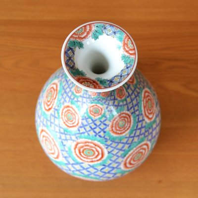 画像3: 大作 染錦牡丹　細首大花瓶 北村福次 作