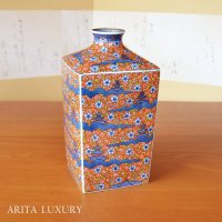 大作 染錦桜閣 四角花瓶 笠原虹彩 作