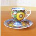 画像2: 染錦向日葵（ひまわり） コーヒー碗皿 笠原虹彩 作 (2)