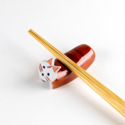 画像3: 手捻りネコ（赤）箸置き