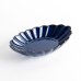群青　菊彫楕円鉢