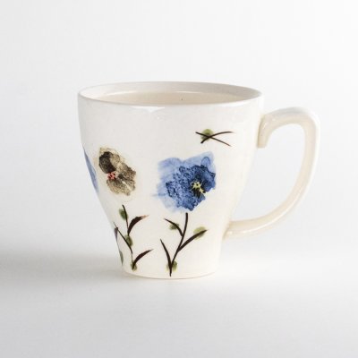 ちぢれ花（青）　マグカップ