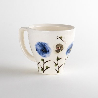 画像2: ちぢれ花（青）　マグカップ