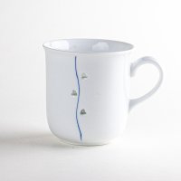 【名入れ・名前入り】水晶彫ハートライン（青） マグカップ
