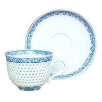 水晶彫青海波 コーヒー碗皿