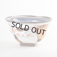 仲良しネコ（青） 茶碗